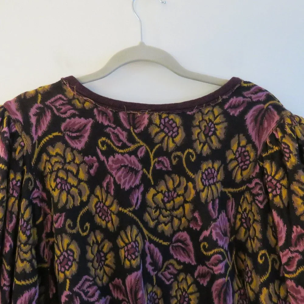 FREE PEOPLE No Ordinary Floral Puff Sleeve Top in Black Combo - Size XS - Picture 4 of 16